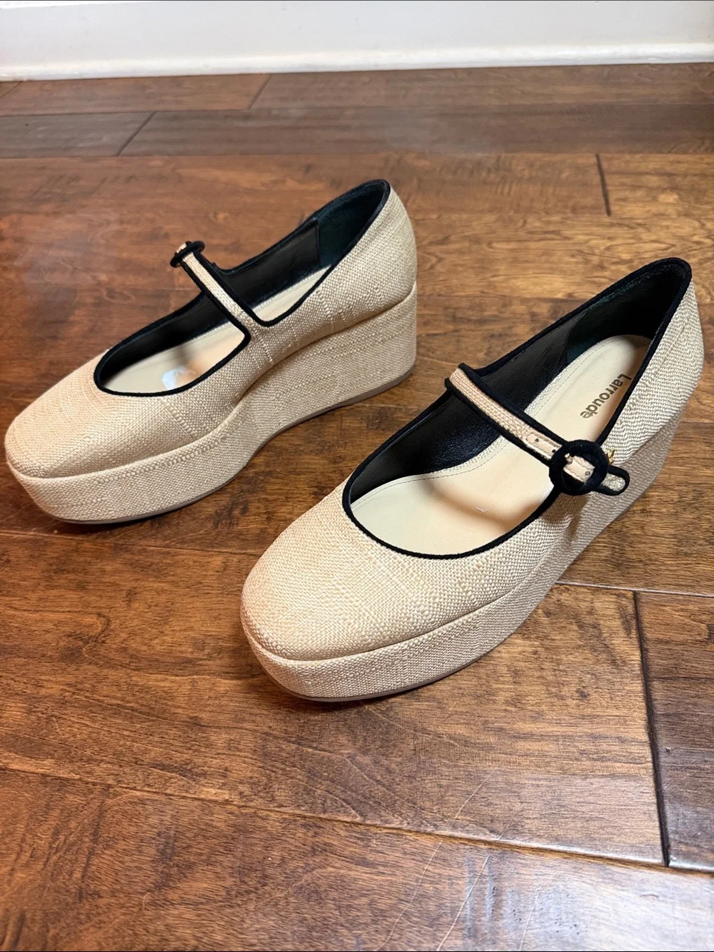 Larroude Blair Woven Platform Mary Janes, size 8.5